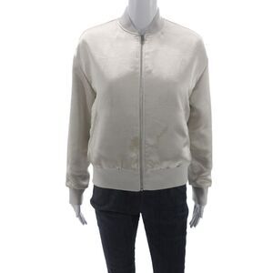 Frame Atelier Women Bomber Jacket Beige Zip 100% Polyester Size S